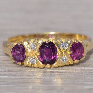 Ruby and Natural Diamond Ring in Yellow Gold